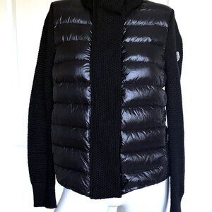 MONCLER BLACK KNIT PUFFY ZIP UP JACKET SIZE: 2 / M
